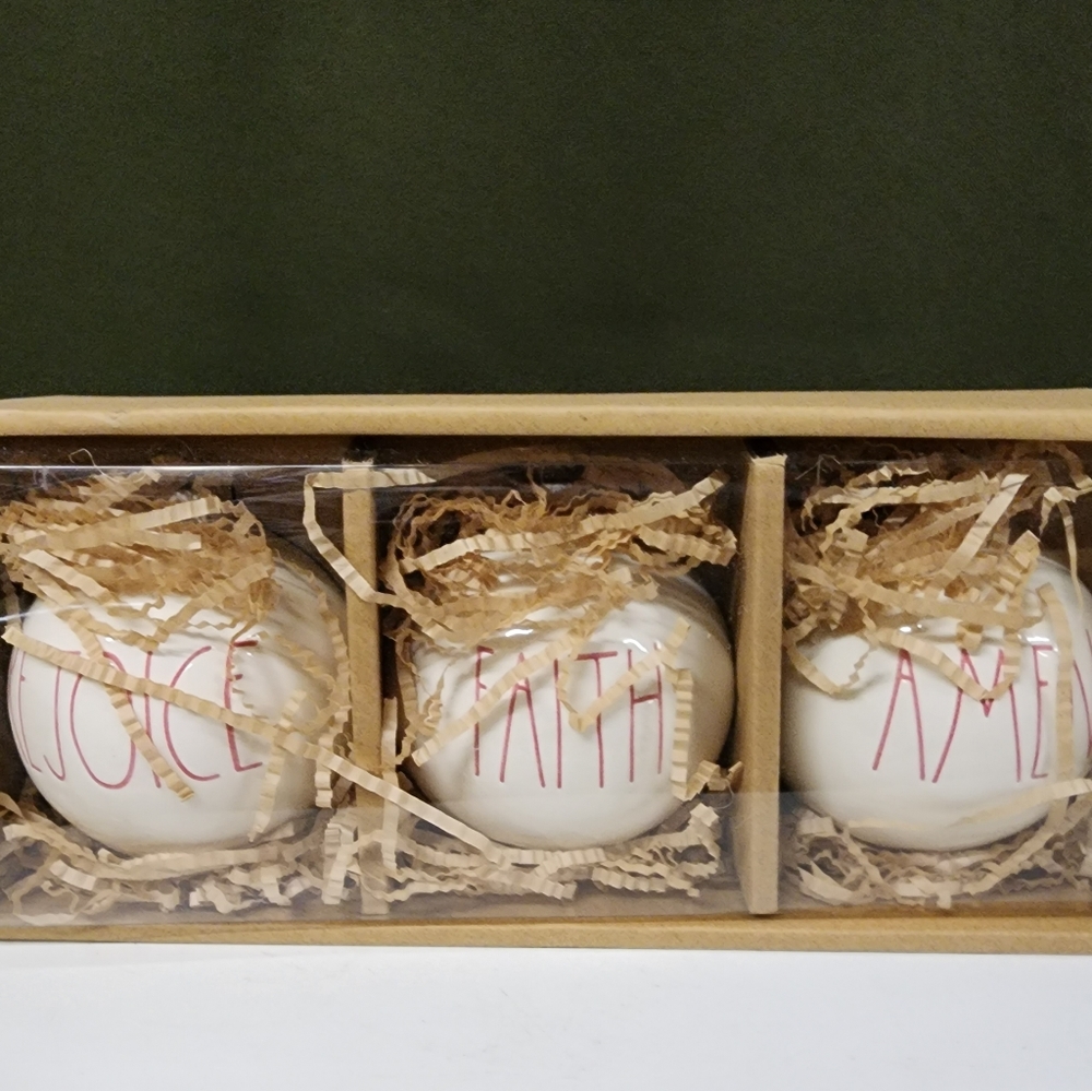 Rae Dunn REJOICE FAITH AMEN Christmas Ornaments
